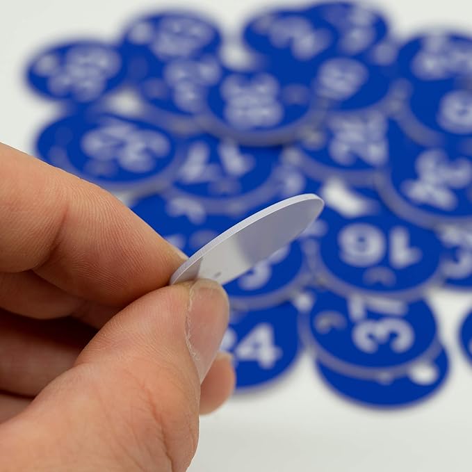 StayMax Plastic ID Number Tags Engraved Tags Key Tags Without Key Rings (1-100, Blue)