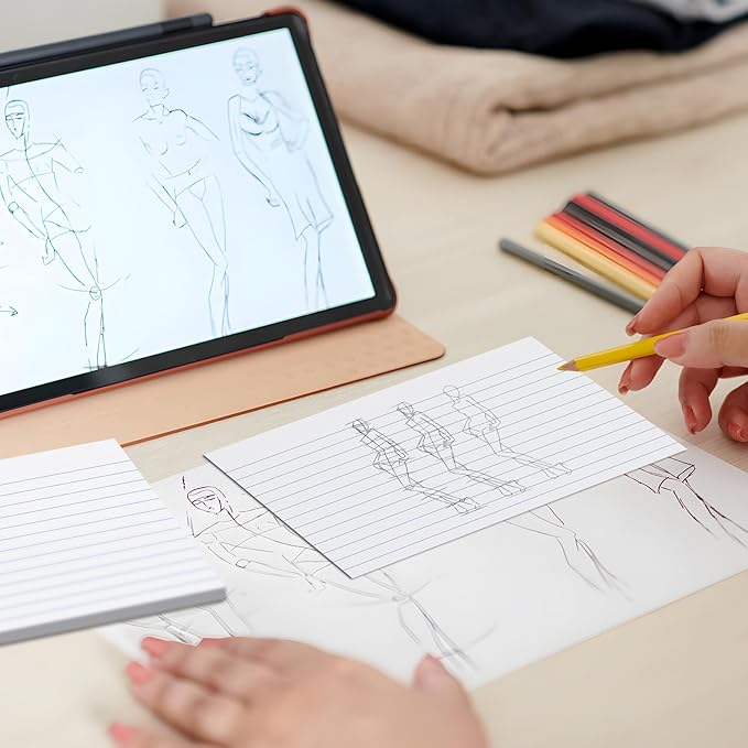 4x6 Note Cards White Index Cards, 300 Count Ruled Index Cards 4x6 in, Lined Notecards Flash Cards Study for School, Lined Note Index Card, Lined on Front, Blank on Back Card Stock 4 x 6, White