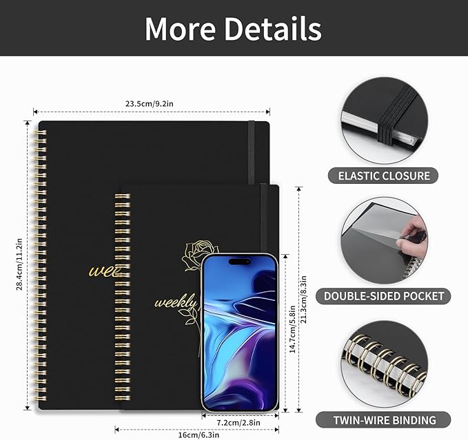 2025 Planner Weekly and Monthly, Calendar Planner with Monthly Tabs, 2025 Weekly Planner from Jan 2025 - Dec 2025, Weekly Monthly Planner with Spiral Binding- 8.5" x 11", Black