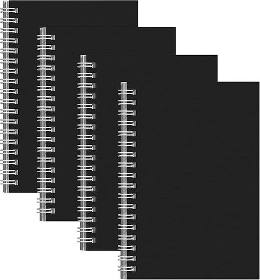 4 Pack Spiral Notebook for Work - 4" x 6" Softcover Notebooks College Ruled for Note Taking, School Supplies,200 Sheets 400 Pages Journals Black