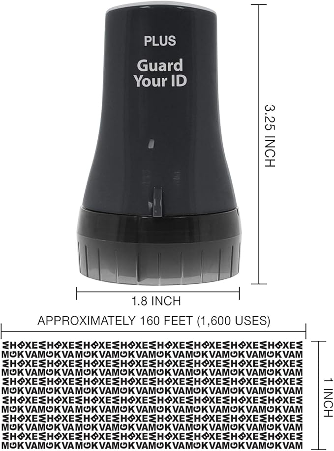 Guard Your ID Wide Advanced Roller 2.0 Identity Theft Prevention Security Stamp Black