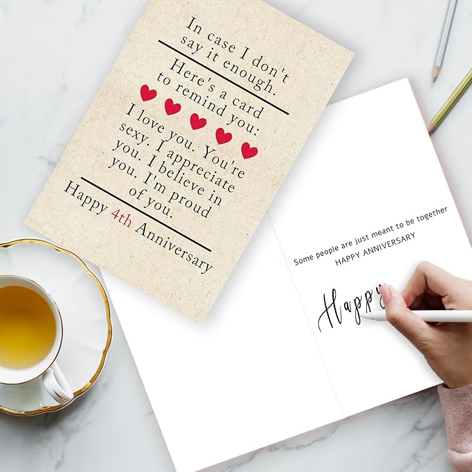 4th for Him & Her: Happy 4th Wedding Anniversary Card for Couples