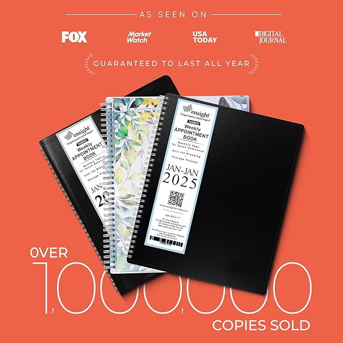 2025 Appointment Book & Planner- Ensight 8.5 x 11 inches, Large Tabbed Daily Hourly Weekly Planner, Calendar & Schedule Book 15-Minute time Slots, Business & Personal Planner Jan 2025- Dec 2025- Peach