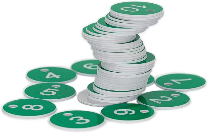 StayMax Plastic ID Number Tags Engraved Tags Key Tags Without Key Rings (101-200, Green)