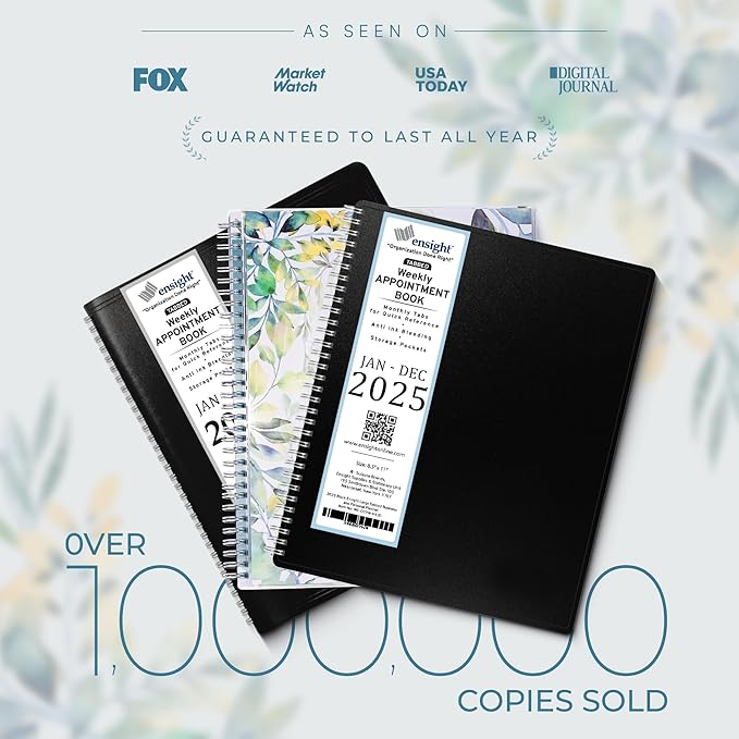 2025 Appointment Book & Planner- Ensight 6.5 x 8.5 inches, Large Tabbed Daily Hourly Weekly Planner, Calendar & Schedule Book 15-Minute time Slots, Business & Personal Planner Jan 2025- Dec 2025- Floral