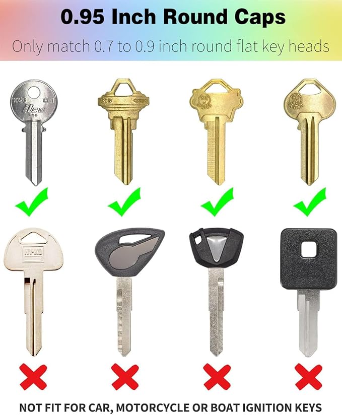 Vibit 48 Pack Key Cap Tags Set in 8 Assorted Colors Plastic Key Identifier Coding Label Covers for Standard Flat House Keys, 2 Styles