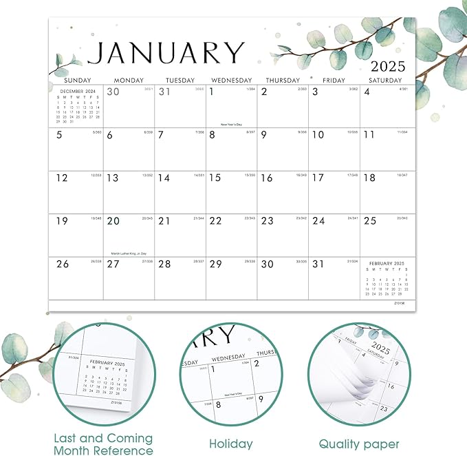 2025 Magnetic Calendar - Jan.2025 - Dec.2025, 8" × 10", Magnetic Calendar for Refrigerator, 2025 Magnetic Calendar, Julian Dates, Tear-off Pad, Perfect for Planning