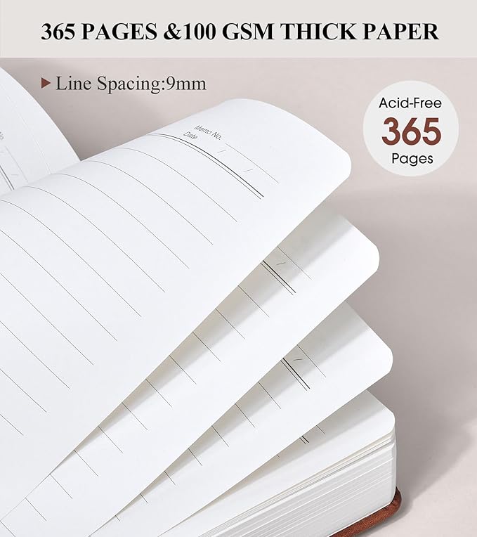 365 Page Thick Lined Journal Notebook for Men Women, A4 Large Leather Journals for Writing, Hardcover Notebooks for Work, School, Note Taking, Business, Travel Diary, College Ruled 8.5" x 11"