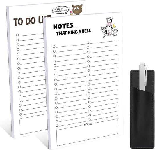 2 Pack Grocery List Magnet Pad for Fridge with Pen Holder, Total 120 Sheets Magnetic Note Pad for Fridge Full Back Magnet Shopping List, To Do List, Memo Notepads, 4.5x7.5"(Funny Animal)