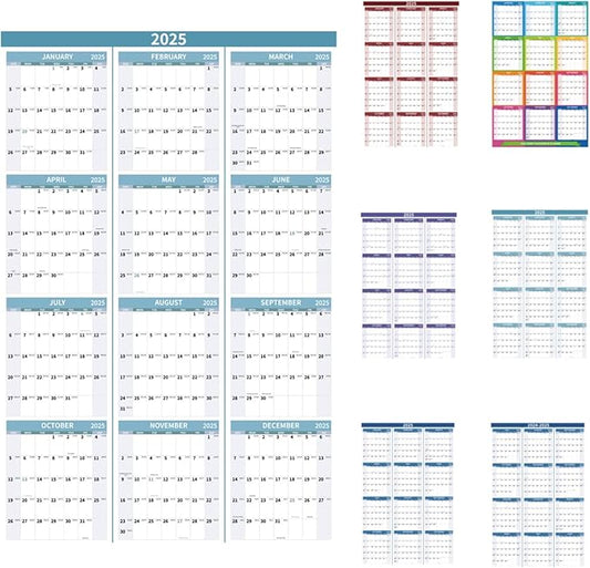 2025 Wall Calendar 34.8" x 22.8" Large Vertical Yearly Wall Hanging Calenda with Julian Date Thick Paper Calendar 12 Month Annual Wall Planner for Wall Office Fridge(Light Blue)
