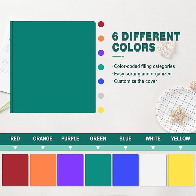 30 Pack Two Pocket Folders Business Card Holder Plastic Folders with Prongs for School Office Filing Cabinet Resume Portfolio (6 Colors)