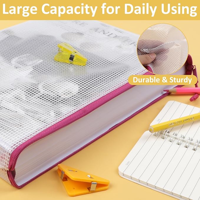 18PCS Mesh Zipper Pouch Bags, Zipper Bags for Office Supplies,9 Colors for Puzzles Board Game Storage, 8 Sizes for Reusable Plastic Zip Organizer for Travel