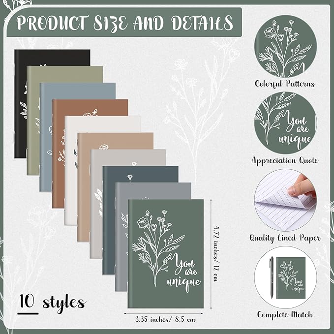 40 Pcs Inspirational Notebooks Motivational Mini Notepads Bulk Aesthetic Mini Notebook with Pen Employees Appreciation Gifts for Social Worker Coworkers Teachers Office (Neutral Colors)