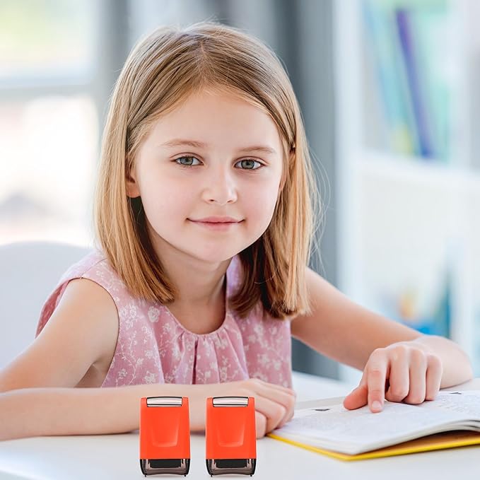 Sherr 2 Handwriting Line Stamp Roller Dashed Handwriting Lines Practice Roller Stamp for Kids, Teachers Kindergarten Education Classroom Back to School Need(2.72 x 2.44 x 1.54 Inch,Orange)