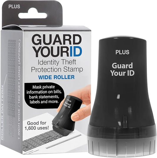 Guard Your ID Wide Advanced Roller 2.0 Identity Theft Prevention Security Stamp Black