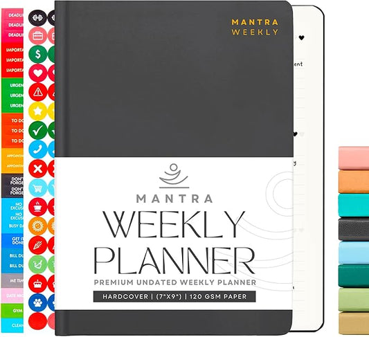 2025 Planner, Daily Journal & Gratitude Journal All-In-One with To Do List, Self Care Prompts & Habit Tracker - 7 x 10 - Black