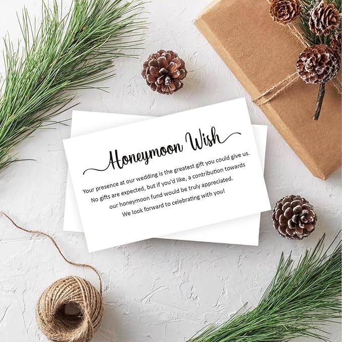 50 Honeymoon Wish Cards, No Gifts Request Wedding, Wedding Invitation Insert Cards, Honeymoon Fund Wish Cards (3.5" x 2")