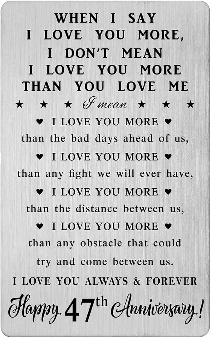 47 Year Anniversary Card Gifts for Him Her - Steel Card Gifts for Men - 47th Wedding Anniversary Wallet Cards Gift