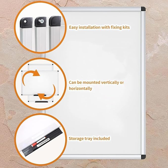 VIZ-PRO Dry Erase Board/Whiteboard, Non-Magnetic, Pack of 3, 24 X 18 Inches, Wall Mounted Board for School Office and Home