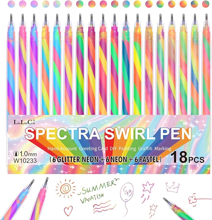 18 Pack Mixing of 3 Colors Rainbow Gel Pens Color Changing Ballpoint Pen Set for Adults Coloring Books Drawing Doodling Anime Scrapbooking Class Notes