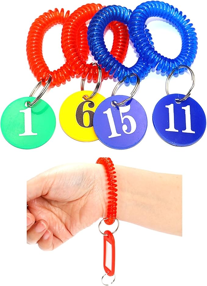 Pack of 36 Colorful Spring Spiral Wrist Coil Key Chain, Wristband Key Ring (Solid Blue)