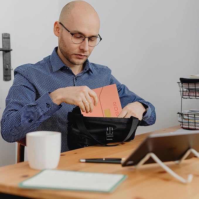 2025 Daily Monthly Planner - Calendar, January - December 2025, 100GSM Thick Paper, Leather Cover, Planner with Hourly Schedule,6.1" x 8.2", Daily Inside Page - Monthly Inside Page, Pen Holder, Bookmarks (Pink)