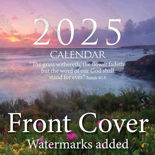 2025 Christian Wall Calendar, King James Bible Verses, 12x24 (Open) Staple Bound, Beautiful Pictures, quality printing and binding.