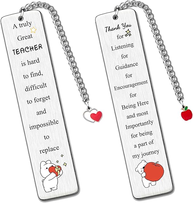 2PC Teacher Bookmarks Teacher's Day Appreciate Gift Man Bookmark Thank You Keepsake Birthday Present Retirement Appreciate Christmas Thanksgiving Women Accessory A Truly Great Teacher is Hard to Find