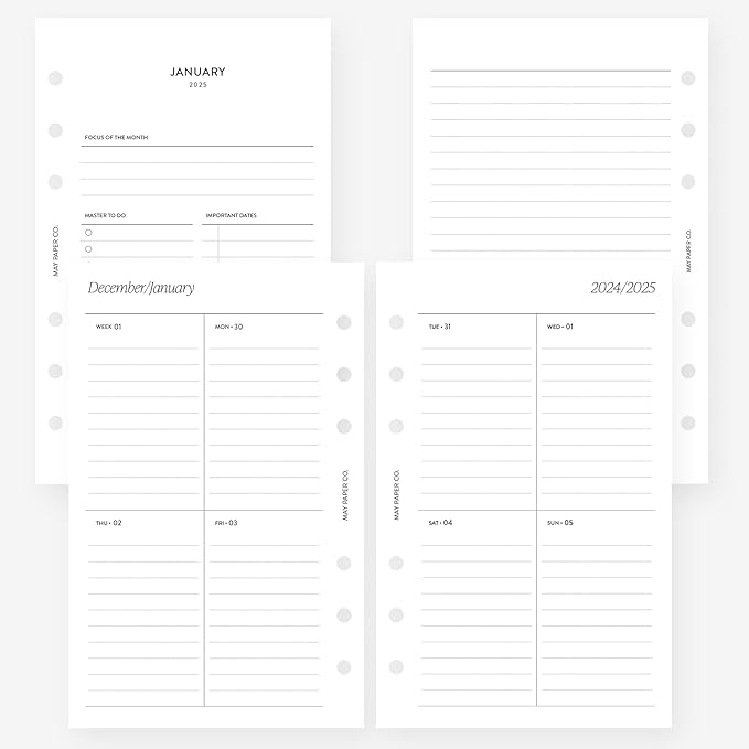 2025 Franklin Covey Compact Weekly Planner Insert (4.25" x 6.75") 6 ringed agendas (Weekly Vertical Border Lined)