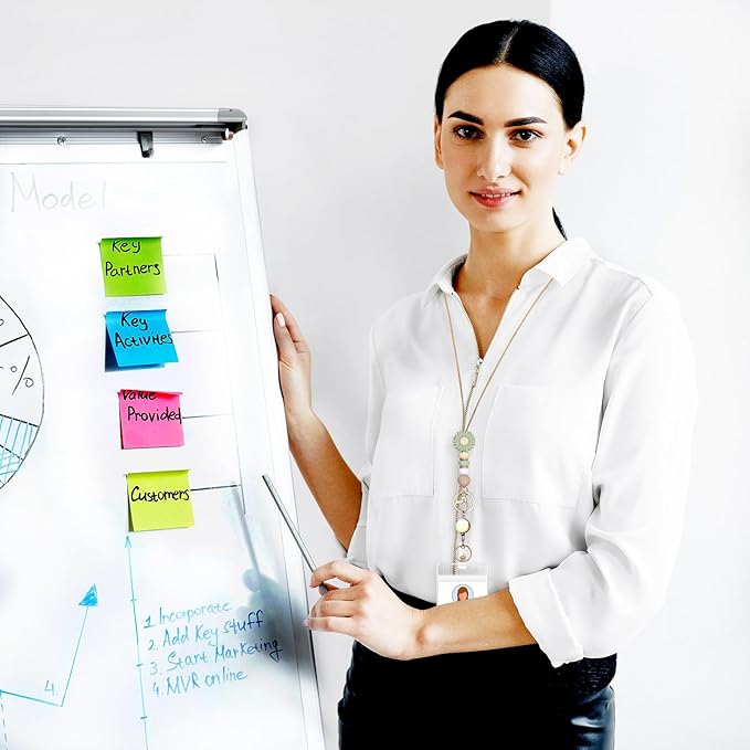 Colorful ID Badge Holder with Silicone Beads Lanyard Set,Cute Teacher Breakaway Lanyard for Keys & Keychain with Cute Retractable Badge Reel Holder,Gift for Women,Nurse, Teacher. (Green Daisy)