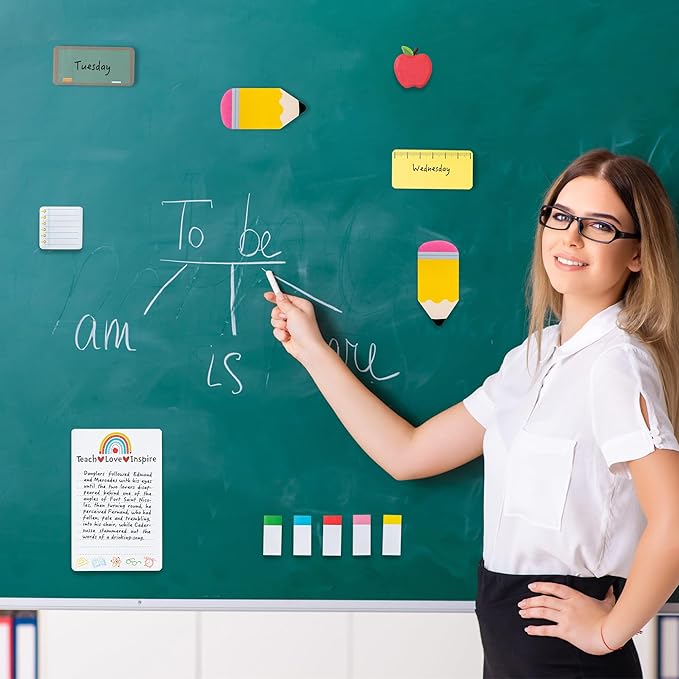 2 Pcak Teaching is A Work of Heart Sticky Notes Set - Blackboard Pencil Apple Self-Stick Note Pads Teacher Appreciation Gift Writing Memo Pads Page Marker Back to School Office Supplies (Black)
