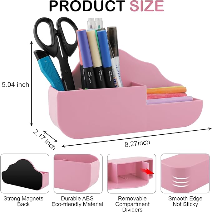 Magnetic Pen Holder,3 Compartments Magnetic Dry Erase Marker Holder,Extra Strong Magnet Storage Marker Pen Pencil Organizer for Refrigerator,Whiteboard,Locker Accessories(Cloud Style)