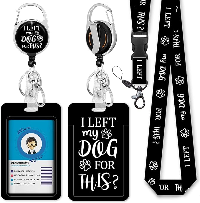 Giancomics Dog Lover ID Badge Holder with Lanyard, Dog Paw Lanyards for ID Badges with Badge Reel Retractable, Cute Lanyard with ID Holder Keychain Clip ID Card Holder Teacher Women Nurse Work Office