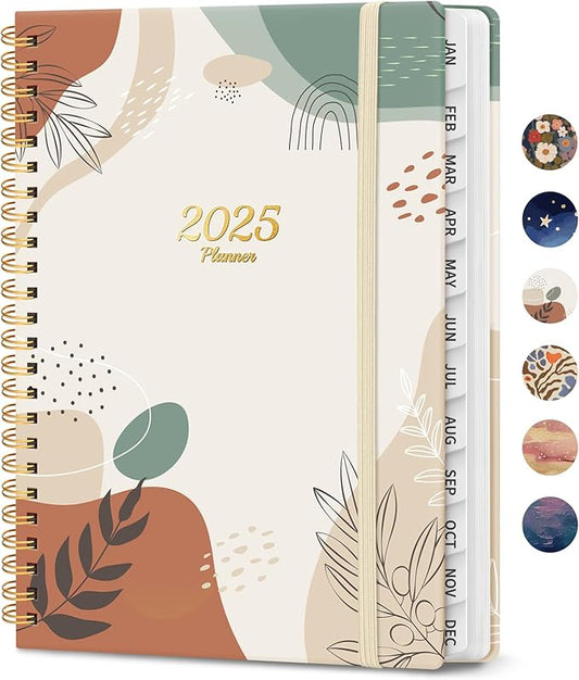 2025 Planner, Weekly and Monthly Planner, 12 Month (Jan 2025 - Dec 2025), Hardcover 2025 Calendar Planner Book with Monthly Tabs, Inner Pocket, Spiral Bound, Perfect for Office Home School Supplies - A5 (6.3" x 8.5"), Abstract