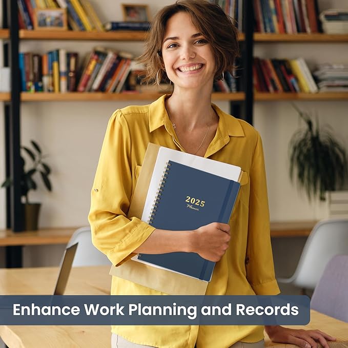 2025 Planner Weekly and Monthly, Jan 2025 - Dec 2025, Hardcover 2025 Calendar Planner Book with Monthly Tabs, Inner Pocket, Aesthetic Planner 2025 for Office Home School Planning - A5 (6.3" x 8.5"), Spiral Bound, Navy