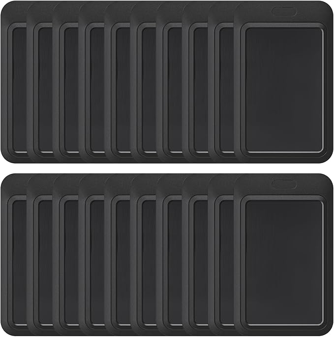 Uniclife 20 Pack Sliding ID Badge Holder Hard Black Vertical Plastic Card Case Protector Pouch with Clear Window for Office School ID Credit Cards Proximity Key Cards Driver’s Licenses and Passes