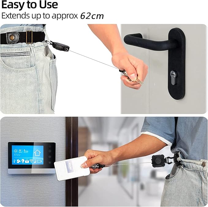 VIQWYIC 2 Pack Retractable Badge Holder Keychain, Heavy Duty Carabiner Badge Reel with Key Ring for Keys,Square