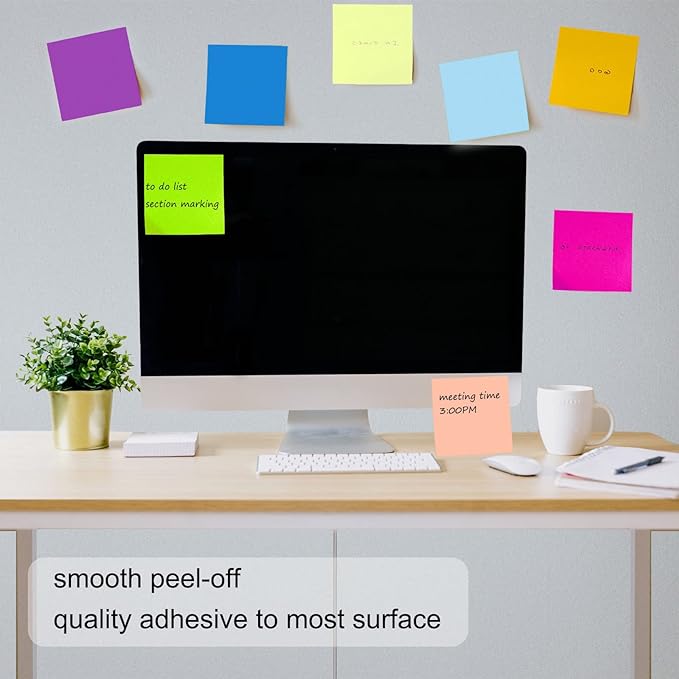 48 Pack 3840 Sheets Pop Up Sticky Notes 3X3 in Bright Color Self Sticky Note Pads Colorful Post Stickies for Office Home School Meeting, 80 Sheets/pad