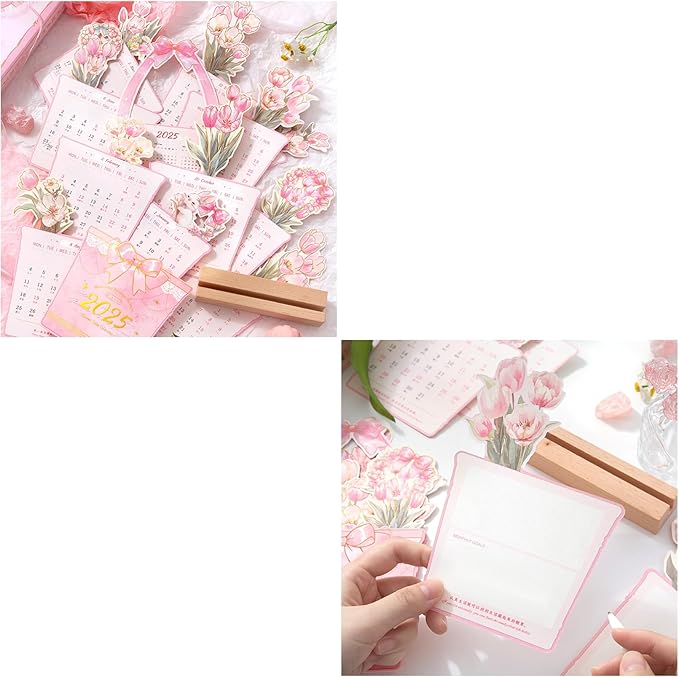 2025 Creative Desk Calendar Unique Flower Basket Shape Memo Notes Planner Calendar 8.5" x 6" - Monstera