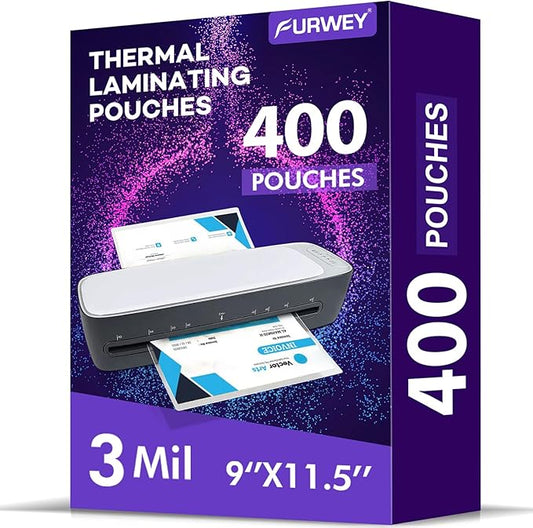 400 Pack Laminating Sheets, Holds 8.5 x 11 Inch Sheets, 3 mil, 9 x 11.5 Inches Thermal Laminating Pouches Lamination Sheet Paper for Laminator, Clear, Letter Size, Office and School Supplies
