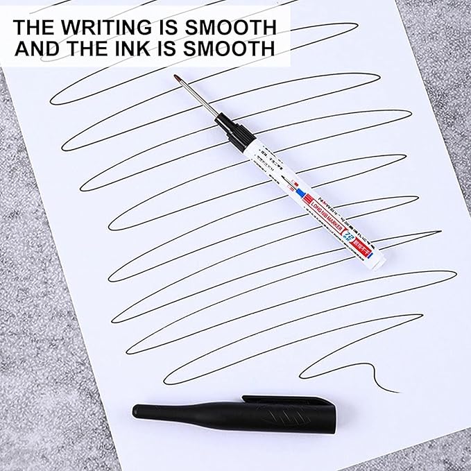 4 Pcs Multi Purpose Deep Hole Marker Pens,Long Nib Head Marker Waterproof Colorful Carpenter Pen for Bathroom Woodworking Decoration,Red Black Blue Green Ink Permanent Markers Marker Pens (Red)