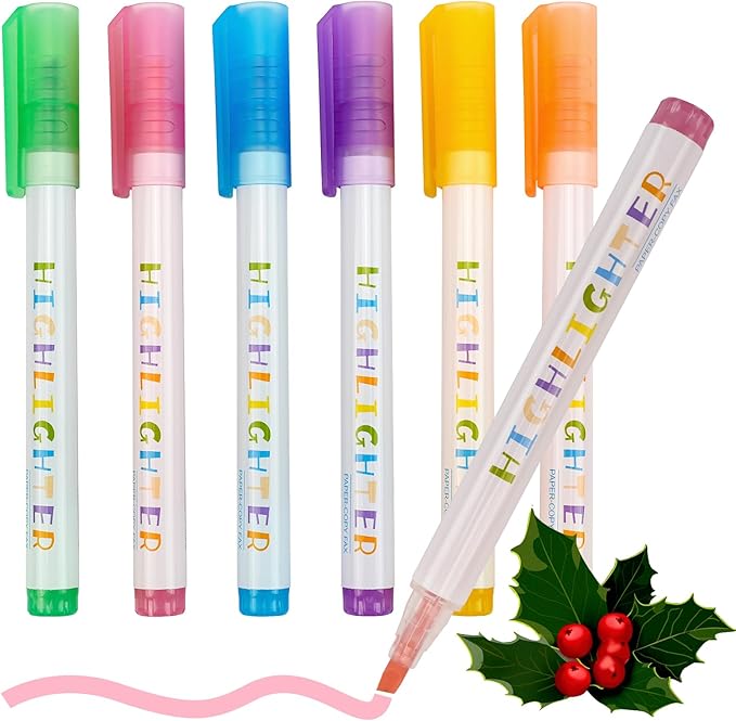 6 Pack Cute Pastel Highlighters Set, Chisel Tip, Highlighters Assorted Colors, No Bleed Bible, Study Journaling, Quick Dry Ideal great for Organizing Coloring School Supplies