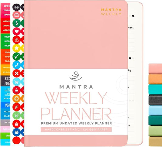 2025 Planner, Daily Journal & Gratitude Journal All-In-One with To Do List, Self Care Prompts & Habit Tracker - 7 x 10 - Pink
