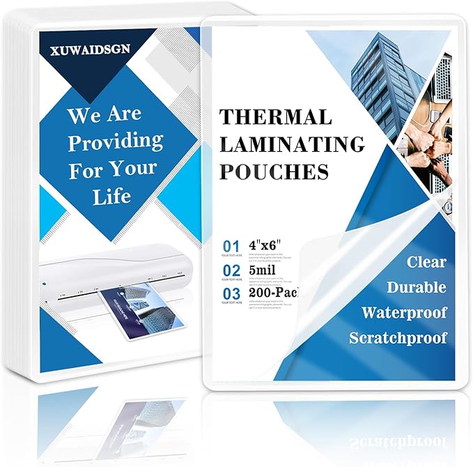 200 Pieces 4x6 Thermal Laminating Pouches 5Mil Photo Recipe Laminating Sheet Index Card Laminating Pouches Card Pouches for Student ID Cards Work Permits Pass Cards