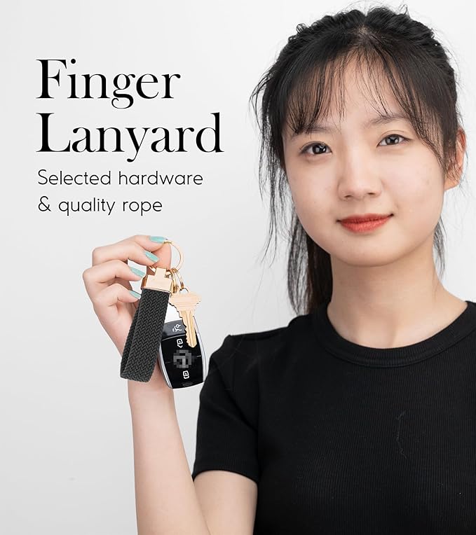 SENLLY Car Keychain, Stretchy Key Holder, Original Elastic Anti-Drop Design Finger Lanyard Strap