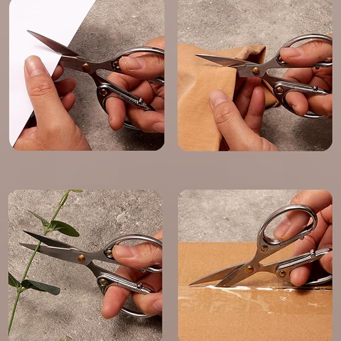 5" All Stainless Steel Office Scissors,Ultra Sharp Blade Shears,Sturdy Sharp Scissors for Office Home School Sewing Fabric Craft DIY Multipurpose Scissors Sliver