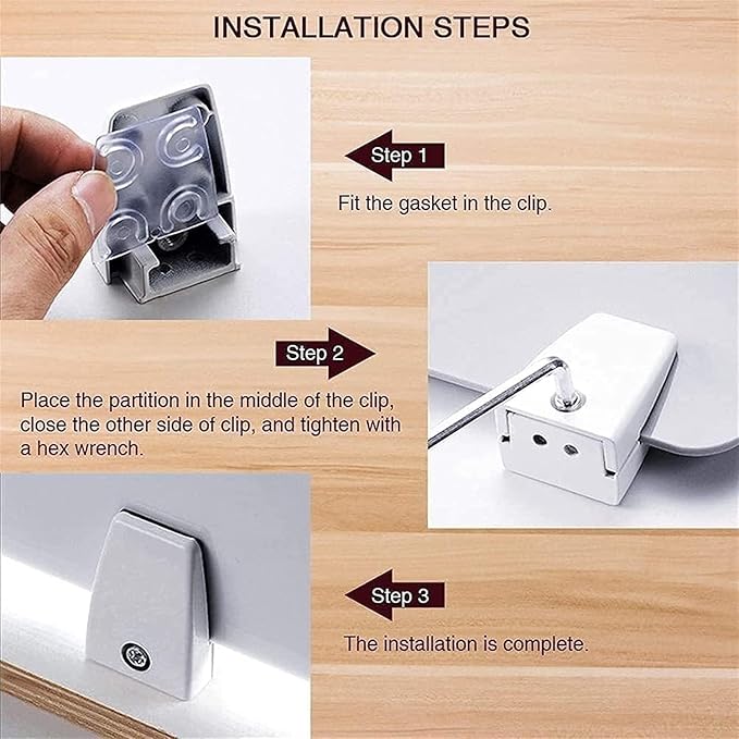 4PCS Desk Dividers Office Partitions, Privacy Desk Panel Protective, Acrylic Plexiglass Shield with Clamps for Offices Schools Call Centers - 23.6”L X15.8”W（White）