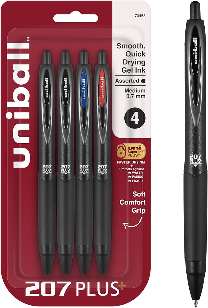 207PLUS+ Gel, 0.7MM, Asst Bus, 4pk