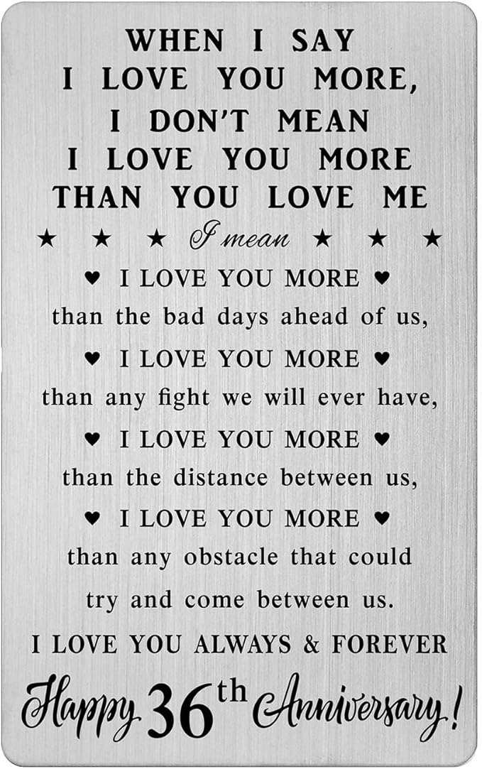 36th Anniversary Card Gifts for Women Couple, 36th 36 Year Anniversary Romantic Wallet Card Gifts for Wife