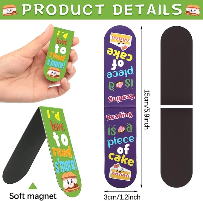 48 Pack Scented Bookmarks Magnetic Scratch and Sniff Bookmarks Fruit Food Bookmarks for Kids Cute Bookmarks with Sayings Christmas Bookmarks for Kids Students Teens Teachers (Food Flavor)